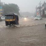 Heavy rain alert across India causing waterlogging on road